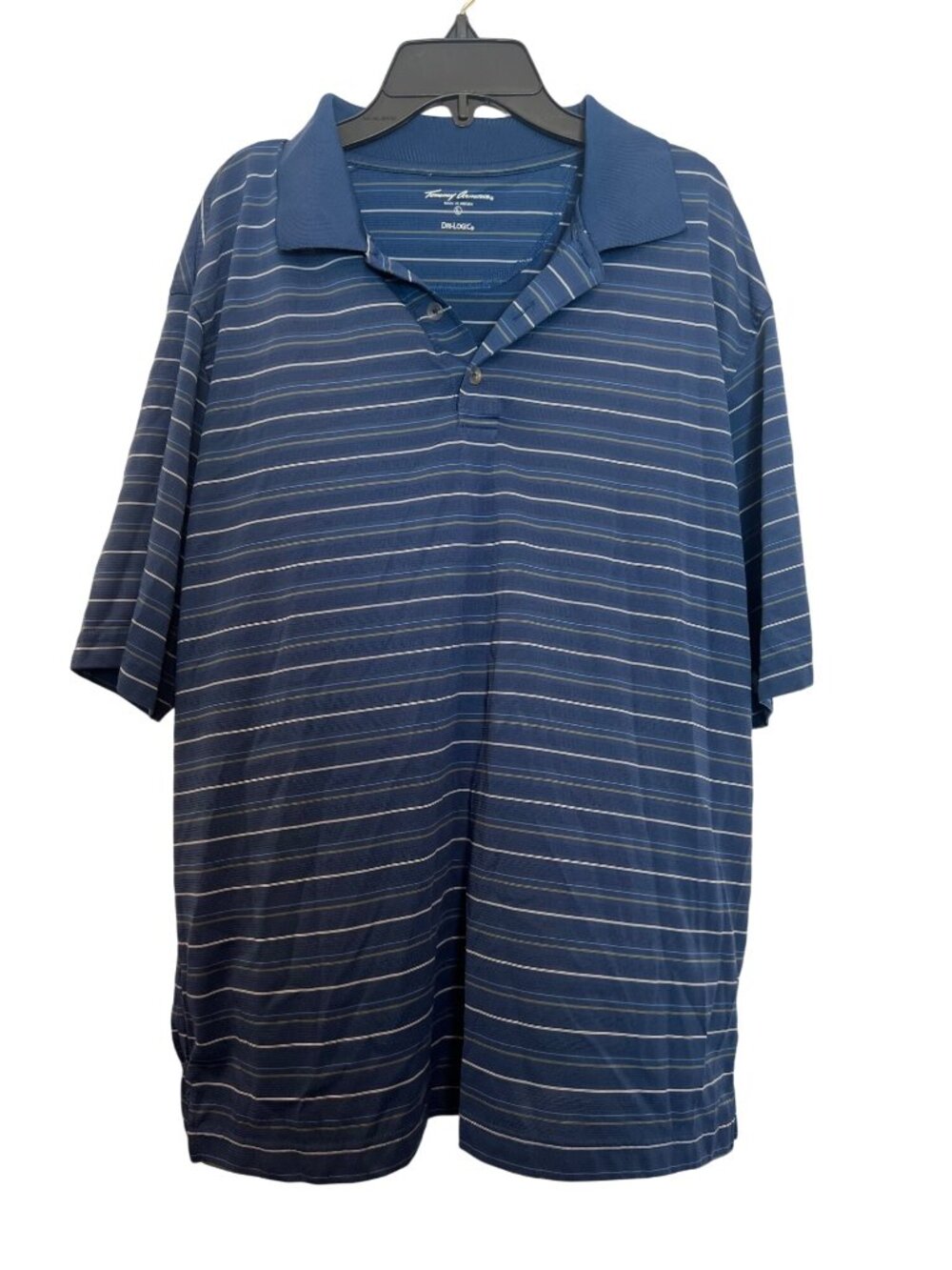 Tommy Armour Drilogic Mens Blue Striped Polo Shirt Size L